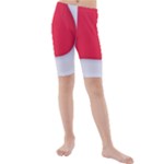 White Red Ripples Kids  Mid Length Swim Shorts