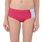 White Red Ripples Mid-Waist Bikini Bottoms