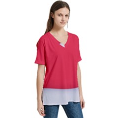 V-Neck Split Shoulder Casual T-Shirt 