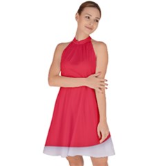 Sleeveless Halter Neck A-Line Dress 