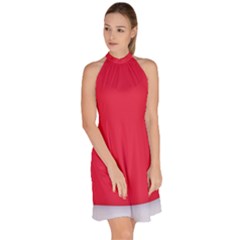 Sleeveless Halter Neck A-Line Dress 