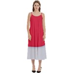 White Red Ripples Casual Spaghetti Strap Midi Dress