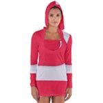 White Red Ripples Long Sleeve Hooded T-shirt