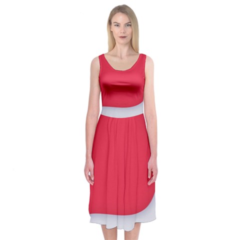 White Red Ripples Midi Sleeveless Dress from ArtsNow.com