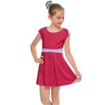 White Red Ripples Kids  Cap Sleeve Dress