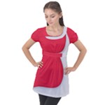 White Red Ripples Puff Sleeve Tunic Top