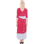 White Red Ripples Quarter Sleeve Wrap Maxi Dress