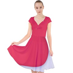 Cap Sleeve Front Wrap Midi Dress 