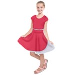 White Red Ripples Kids  Short Sleeve Dress