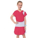 White Red Ripples Kids  Drop Waist Dress