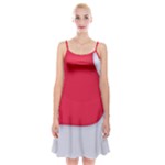 White Red Ripples Spaghetti Strap Velvet Dress