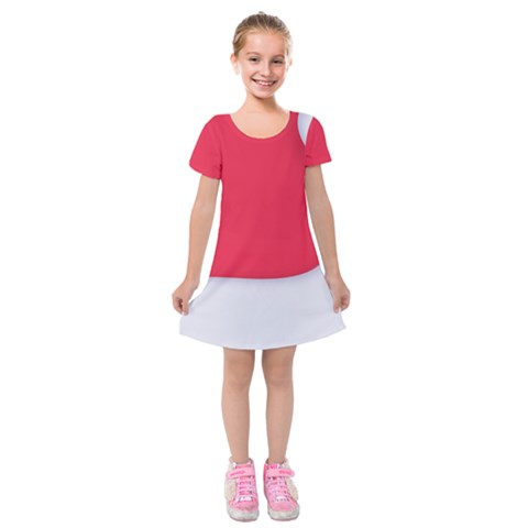 White Red Ripples Kids  Short Sleeve Velvet Dress from ArtsNow.com