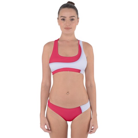 White Red Ripples Cross Back Hipster Bikini Set from ArtsNow.com