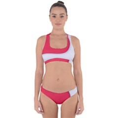 White Red Ripples Cross Back Hipster Bikini Set from ArtsNow.com