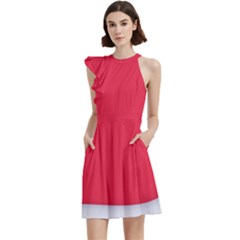 Cocktail Party Halter Sleeveless Dress With Pockets 