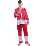 White Red Ripples Men s Long Sleeve Satin Pajamas Set