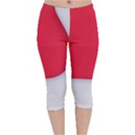 White Red Ripples Velvet Capri Leggings 