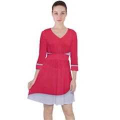 Quarter Sleeve Ruffle Waist Dress 