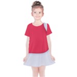 White Red Ripples Kids  Simple Cotton Dress