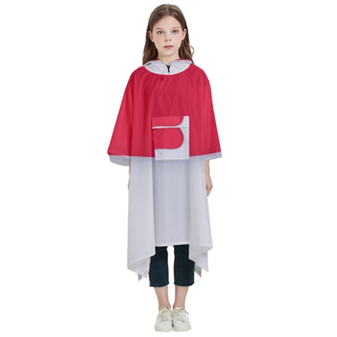 White Red Ripples Kids  Hooded Rain Ponchos from ArtsNow.com