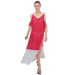 White Red Ripples Maxi Chiffon Cover Up Dress