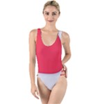 White Red Ripples High Leg Strappy Swimsuit