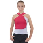 White Red Ripples Cross Neck Velour Top