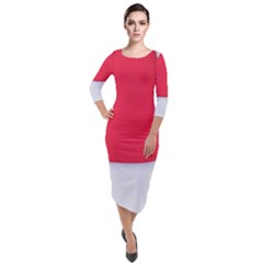 Quarter Sleeve Midi Velour Bodycon Dress 