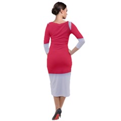 Quarter Sleeve Midi Velour Bodycon Dress 