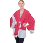 White Red Ripples Long Sleeve Velvet Kimono 