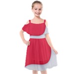 White Red Ripples Kids  Cut Out Shoulders Chiffon Dress