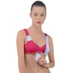 White Red Ripples Front Tie Bikini Top