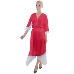 Quarter Sleeve Wrap Front Maxi Dress 