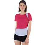 White Red Ripples Back Cut Out Sport T-Shirt