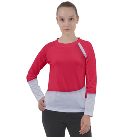 White Red Ripples Women s Long Sleeve Raglan T