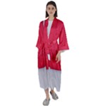 White Red Ripples Maxi Satin Kimono