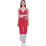 White Red Ripples V-Neck Camisole Jumpsuit