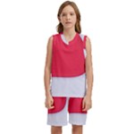 White Red Ripples Kids  Basketball Mesh Set