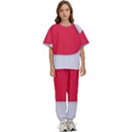 White Red Ripples Kids  T-Shirt and Pants Sports Set