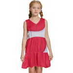 White Red Ripples Kids  Sleeveless Tiered Mini Dress