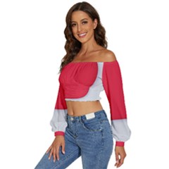 Long Sleeve Crinkled Weave Crop Top 