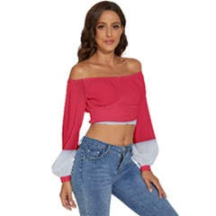 Long Sleeve Crinkled Weave Crop Top 