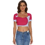 White Red Ripples Short Sleeve Square Neckline Crop Top 