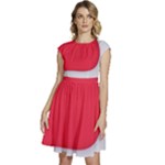 White Red Ripples Cap Sleeve High Waist Dress