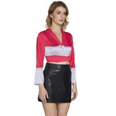 Long Sleeve Tie Back Satin Wrap Top 