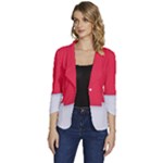 White Red Ripples Women s One-Button 3/4 Sleeve Short Jacket