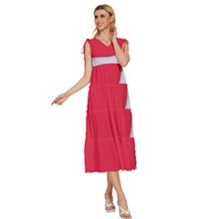 V-Neck Drawstring Shoulder Sleeveless Maxi Dress 