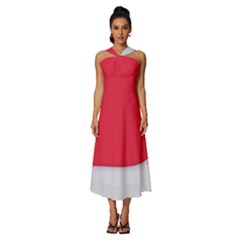 Sleeveless Cross Front Cocktail Midi Chiffon Dress 