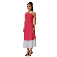 Sleeveless Cross Front Cocktail Midi Chiffon Dress 