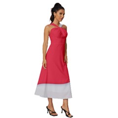 Sleeveless Cross Front Cocktail Midi Chiffon Dress 